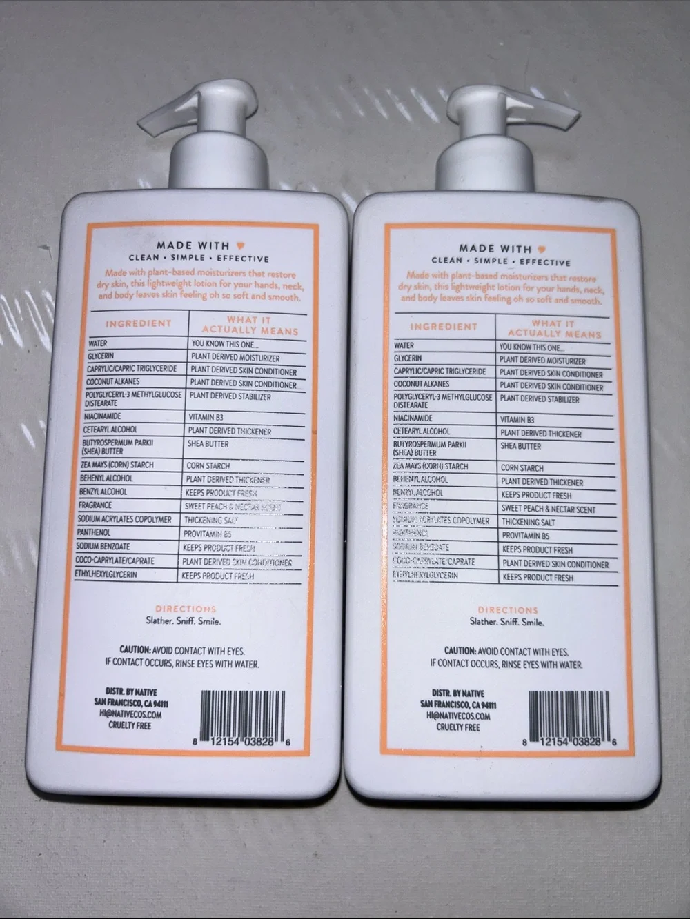 2x Native Sweet Peach & Nectar Moisturizing Lotion